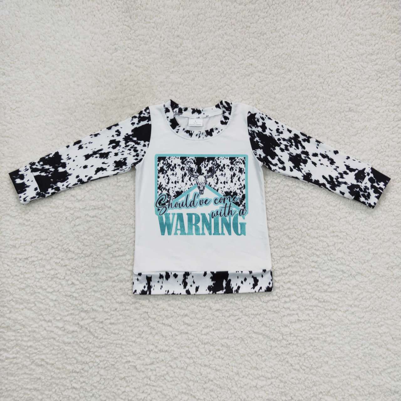 GT0294 Baby Kids Long Sleeves Western Cow Print Shirt