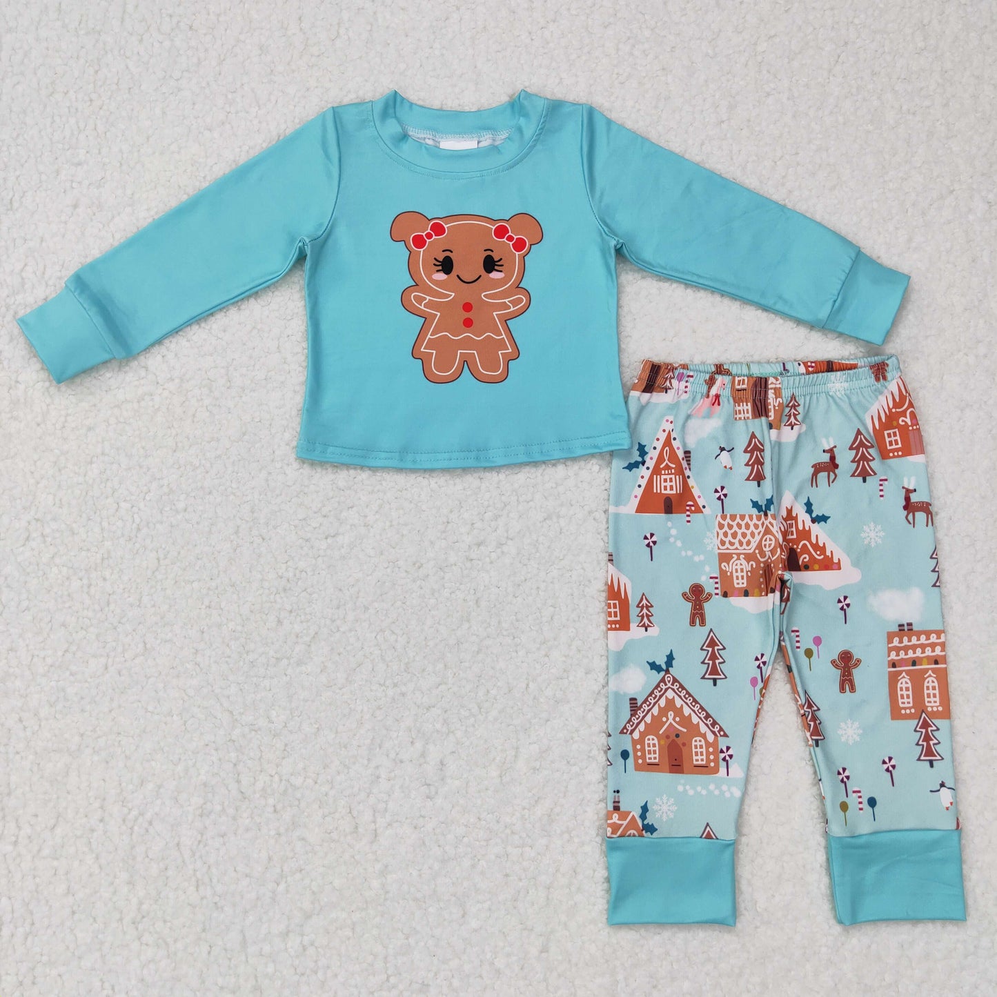 GLP0778 Baby Girl Long Sleeves Gingerbread Pants Christmas Outfit