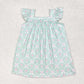 Baby Girl Short Sleeves Green Bows Ruffle Dress