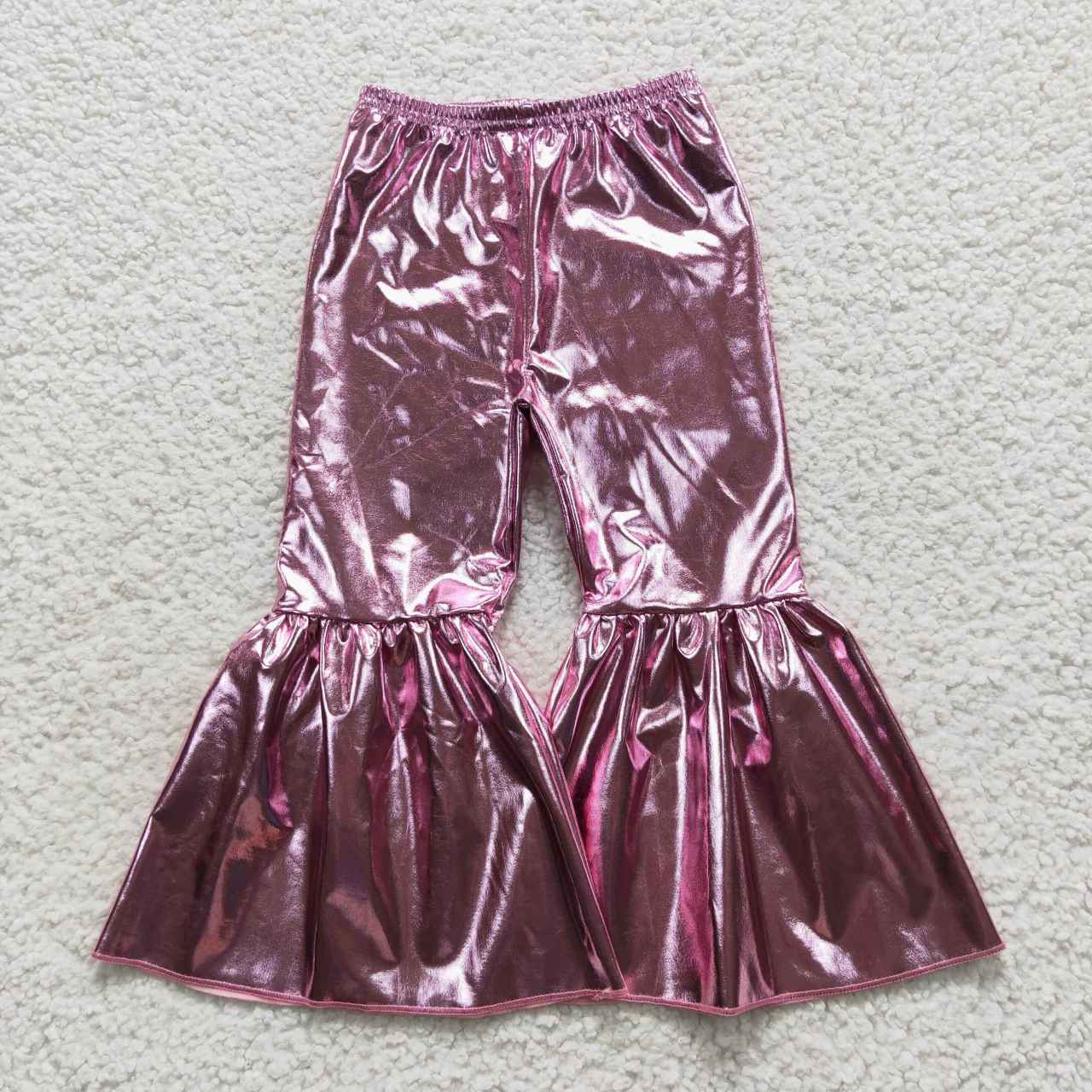 P0253 Baby Girl Holographic Spandex Bell Bottom Pants
