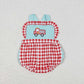 Baby Girl Embroidery Fire Truck Red Plaid Ruffle One Piece Romper