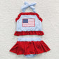S0134 Baby Girl July 4th Embroidery Flag Swimsuit Summer Bathing Suit Outfit