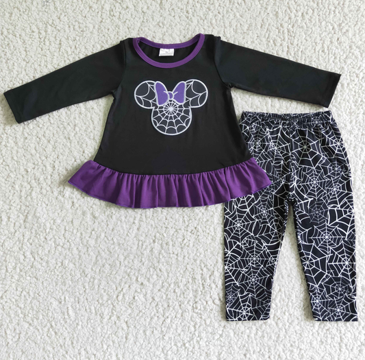 Promotion Baby Girl Long Sleeves Halloween Mouse Set