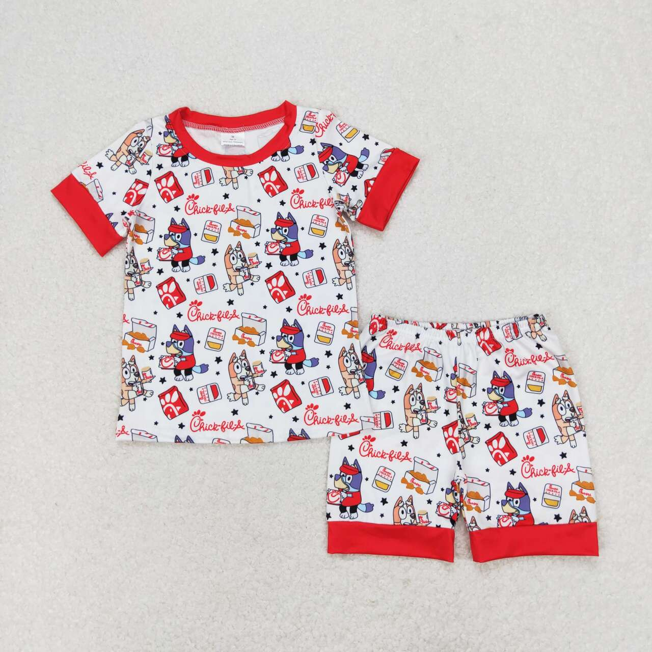 Baby Girl Dogs Fries Shirt Ruffle Shorts Pajamas Set