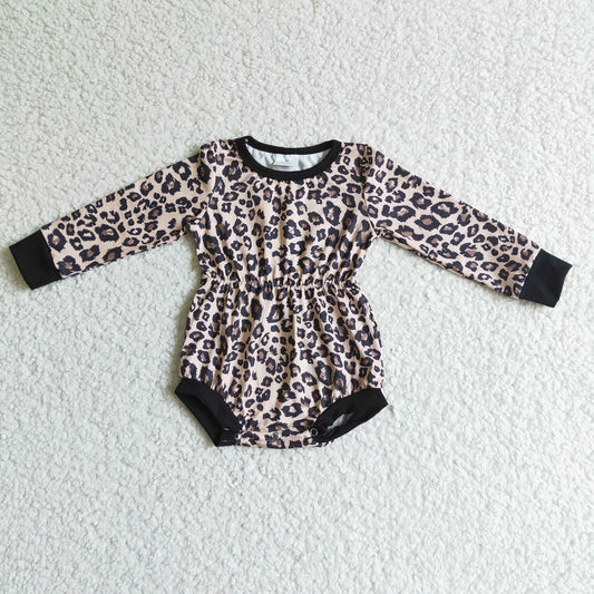 Promotion Baby Girl Long Sleeves Leopard Bubble Romper