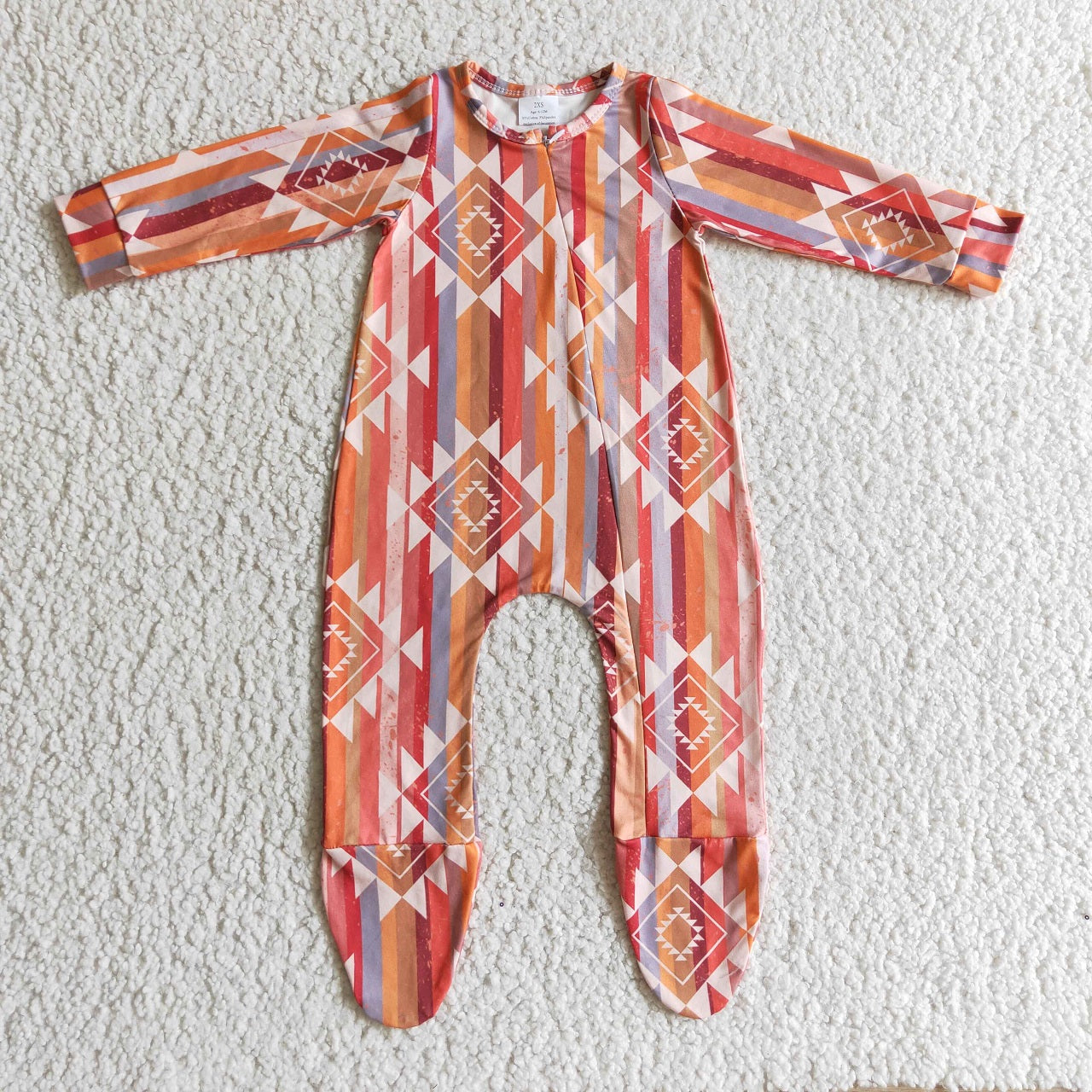 Promotion Baby Girl Long Sleeves Western Aztec Zipper Romper