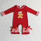 Baby Boy Girl Christmas Embroidery Gingerbread Sibling Red Romper Clothes Set