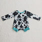 Sibling Baby Girls Kids Long Sleeves Cow Print Western Romper Dress Set Clothes RTS