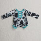 Sibling Baby Girls Kids Long Sleeves Cow Print Western Romper Dress Set Clothes RTS