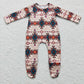 Sibling Baby Boys Long Sleeves Aztec Button Western Zipper Footie Romper Buttons Shirt RTS