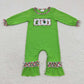 Sibling Boys Girls Long Sleeves Embroidery Green Face Christmas Romper Set Clothes RTS