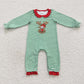 Sibling Baby Boys Girls Kids Christmas Embroidery Deer Green Stripes Romper Dress Sets RTS