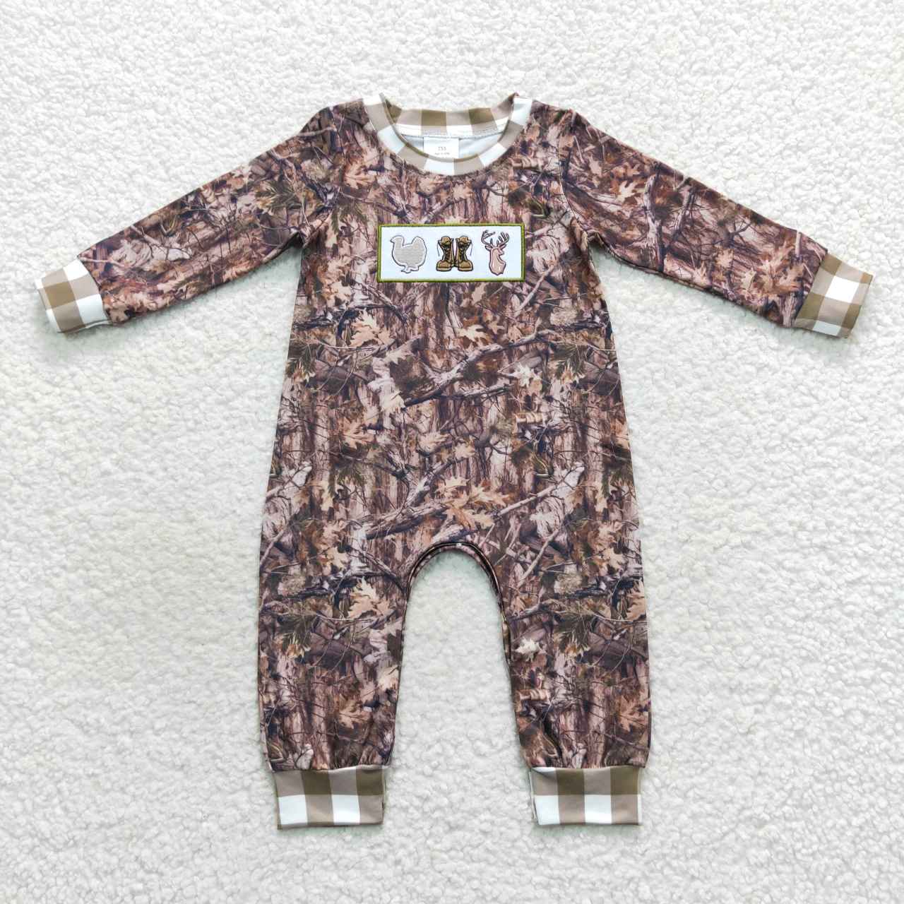 Baby Boy Girl Embroidery turkey Boots Camo Sibling Romper Set Hunting Clothes