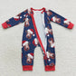 Sibling Boys Girls Long Sleeves Christmas Cows Zipper Romper Pajamas Set Clothes RTS