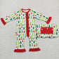Sibling Boys Girls Adult Kids Christmas Trees Family Zipper Rompers Pajamas Sets RTS
