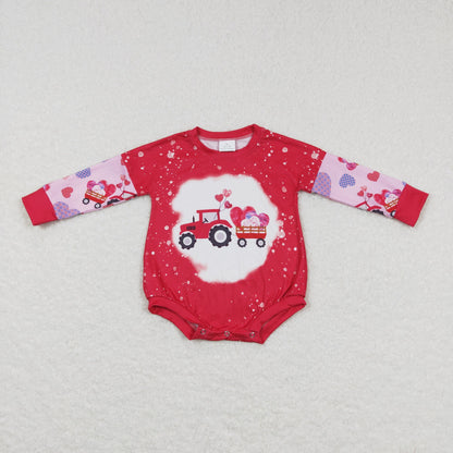 Sibling Girls Kids Valentine's Hearts Trucks Romper Dress Sets Clothes RTS