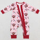 Sibling Baby Girls Hearts Highland Cows Top Ruffle Pants Valentine Pajamas Sets Zipper Footie Rompers