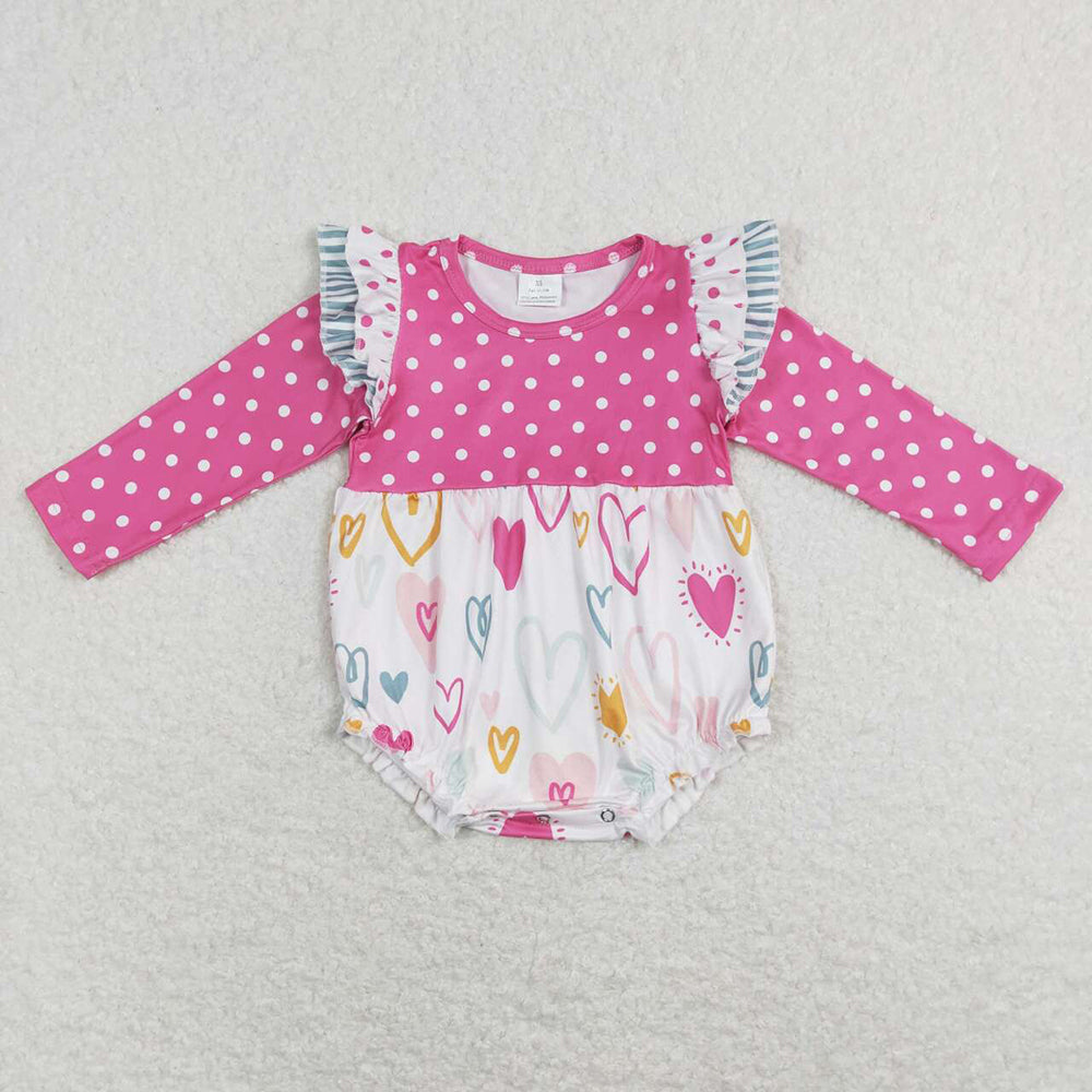 Baby Girl Long Sleeves Valentines Hearts Sibling Romper Dress