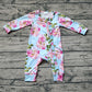 Baby Girl Spring Flower Long Sleeves Bamboo Zipper Romper