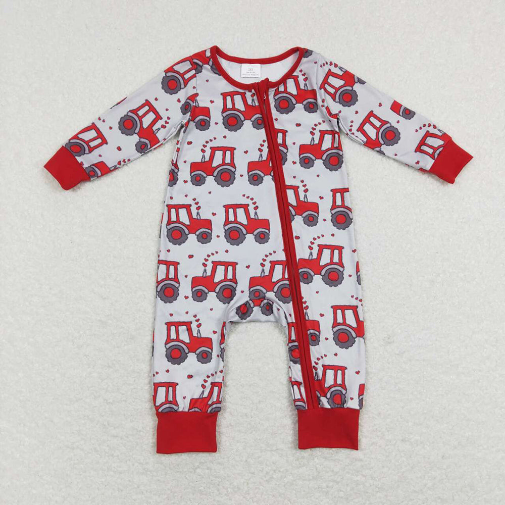 Baby Boy Girl Infant Long Sleeves Valentines Hearts Sibling Zipper Sleeper Romper