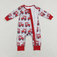 Sibling Kids Toddler Hearts Trucks Valentine's Zipper Romper Pajamas Sets RTS