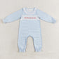 Baby Girl Blue Stripes Bows Sibling Sister Embroidery Romper Dress