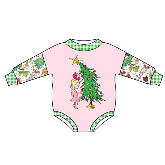 Pre-order Baby Infant Girls Christmas Cindy Tree Long Sleeve Romper