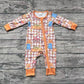 Baby Boy Long Sleeves Fall Pumpkin Trucks Zipper Bamboo Romper