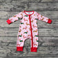 Baby Girl Infant Long Sleeves Christmas Dogs Zipper Bamboo Pink Romper