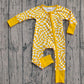 Baby Boys Infant Long Sleeves Yellow Checkered Zipper Romper RTS