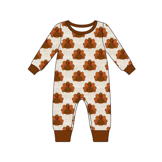 Pre-order Baby Infant Boys Thanksgiving Turkey Long Sleeve Romper