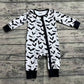 Baby Boy Infant Halloween Bats Zipper Bamboo Sleepers Grey Romper