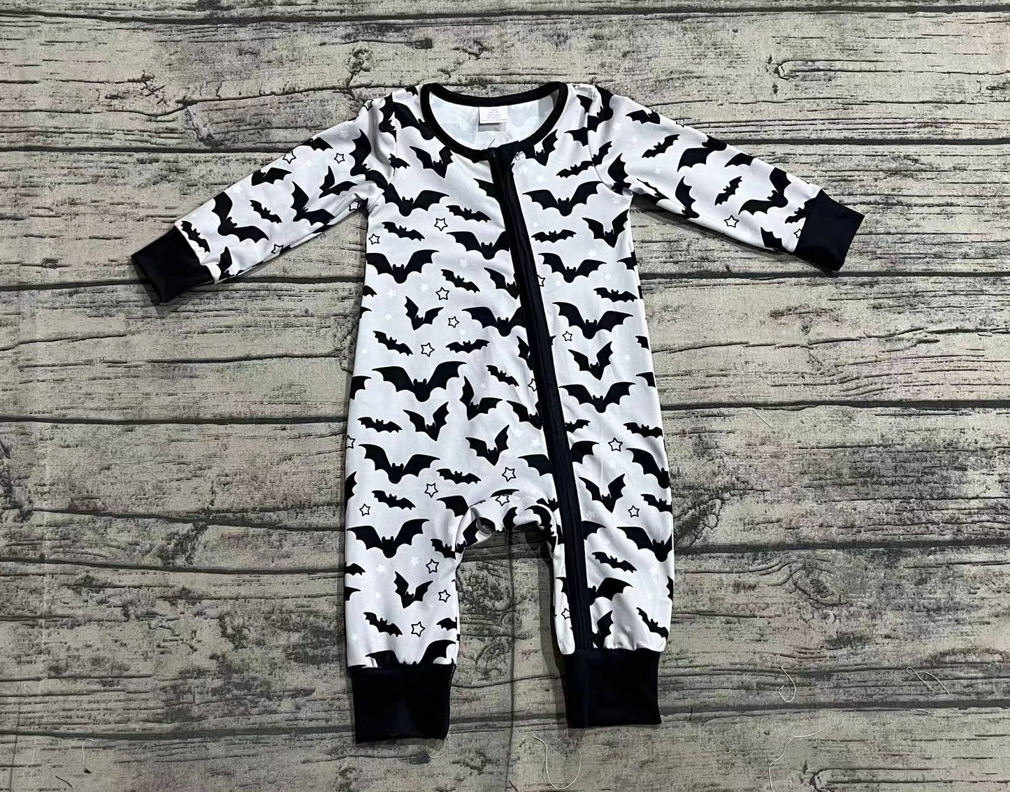 Baby Boy Infant Halloween Bats Zipper Bamboo Sleepers Grey Romper