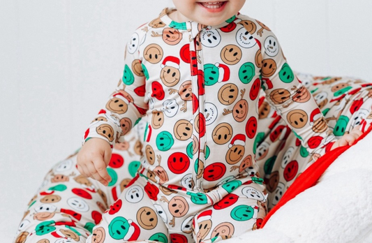 Pre-order Baby Infant Toddler Christmas Smile Deer Zip Bamboo Sleepers Romper