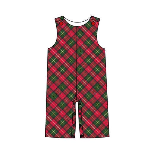 Pre-order Baby Infant Boys Christmas Green Red Checkered Romper