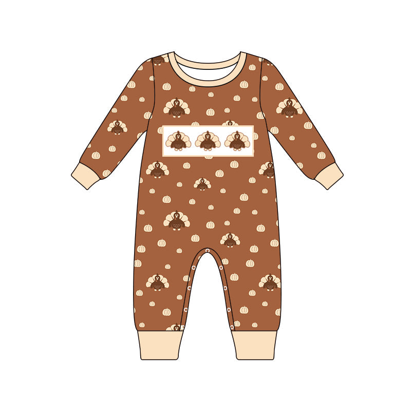 Baby Infant Boys Thanksgiving Turkey Pumpkin Rompers preorder