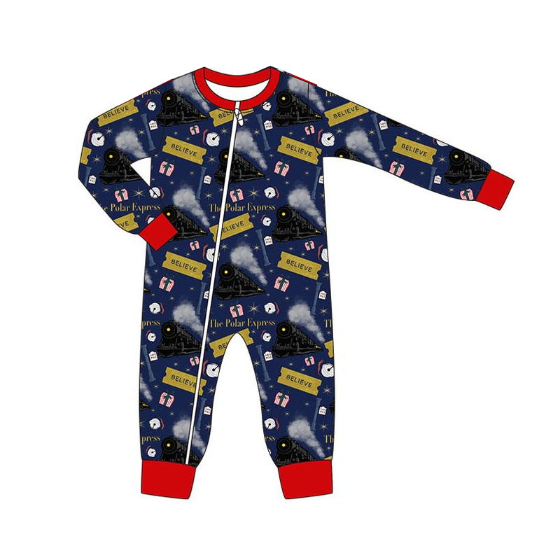 Pre-order Baby Infant Boys Christmas Train Zip Romper