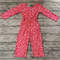 Baby Girl Long Sleeves Red Leopard Long Sleeves Pocket Jumpsuit