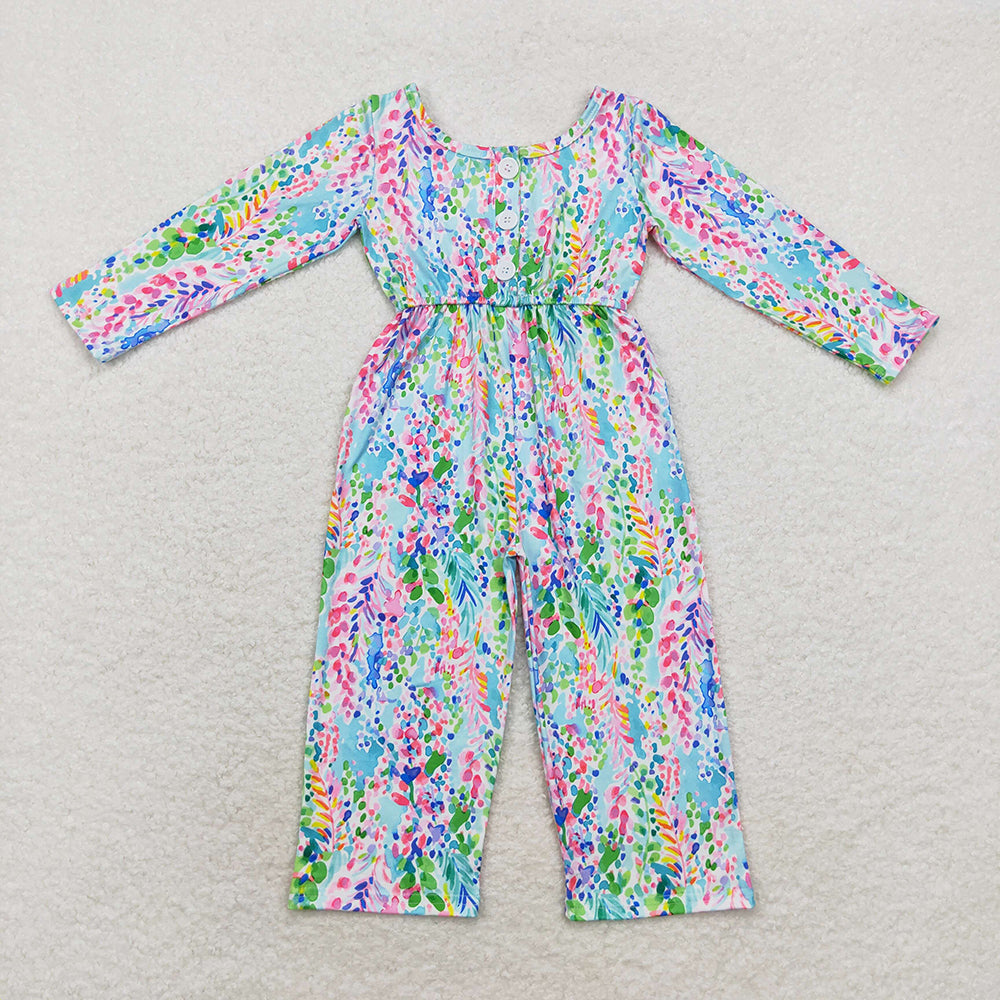 Sibling Baby Girls Kids Long Sleeve Flower Pockets Pants Jumpsuits RTS