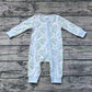 Baby Boy Long Sleeves Christmas Santa Zipper Blue Bamboo Romper