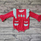 Baby Girl Christmas Tree Pockets Long Sleeves Red Romper