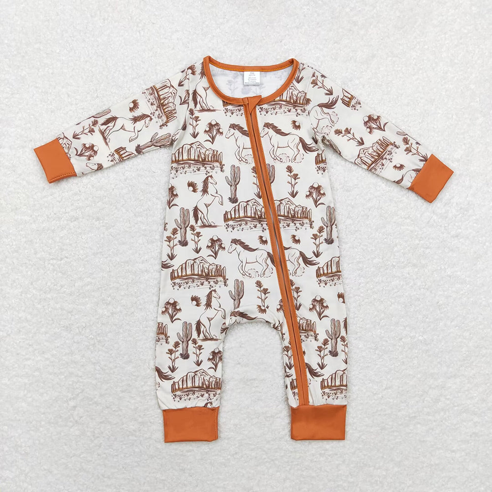 Baby Boy Girl Long Sleeves Western Sibling Bamboo Zipper Romper