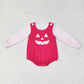 Baby Boy Halloween Shirt Embroidery Ghost Face Blue Romper Set