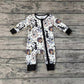 Baby Boy Long Sleeves Dogs Stars Black Zipper Bamboo Romper