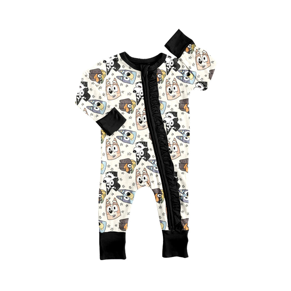 Pre-order baby girl dogs stars long sleeves zipper romper