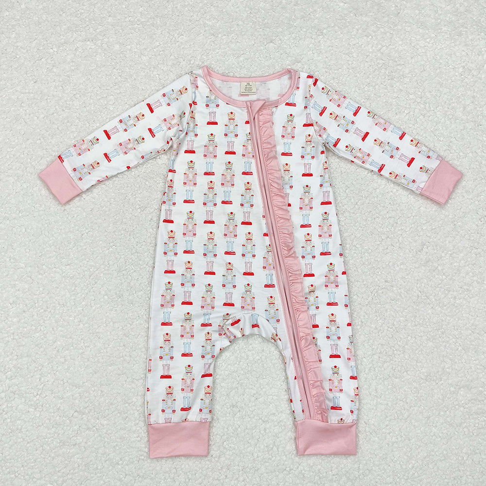 Baby Boy Girl Infant Christmas Soldier Sibling Zipper Bamboo Romper