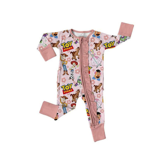 Pre-order Baby Girl Long Sleeves Toys Zipper Pink Romper