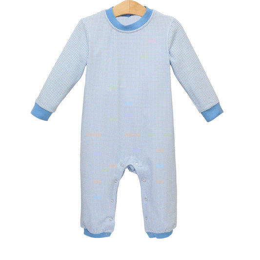 Pre-order Baby Boy Long Sleeves Checkered Blue Romper