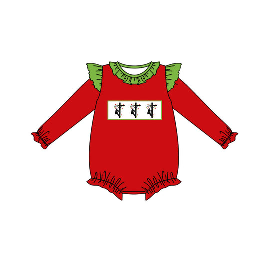 Pre-order Baby Girl Long Sleeves Christmas Line Red Romper