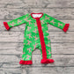 Baby Girl Long Sleeves Christmas Candy Cane Zipper Romper